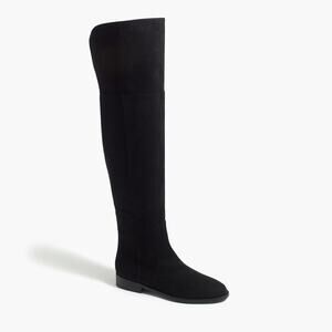 J Crew Black Riding Boots Faux Suede Microfiber Over the Knee High Sz 7